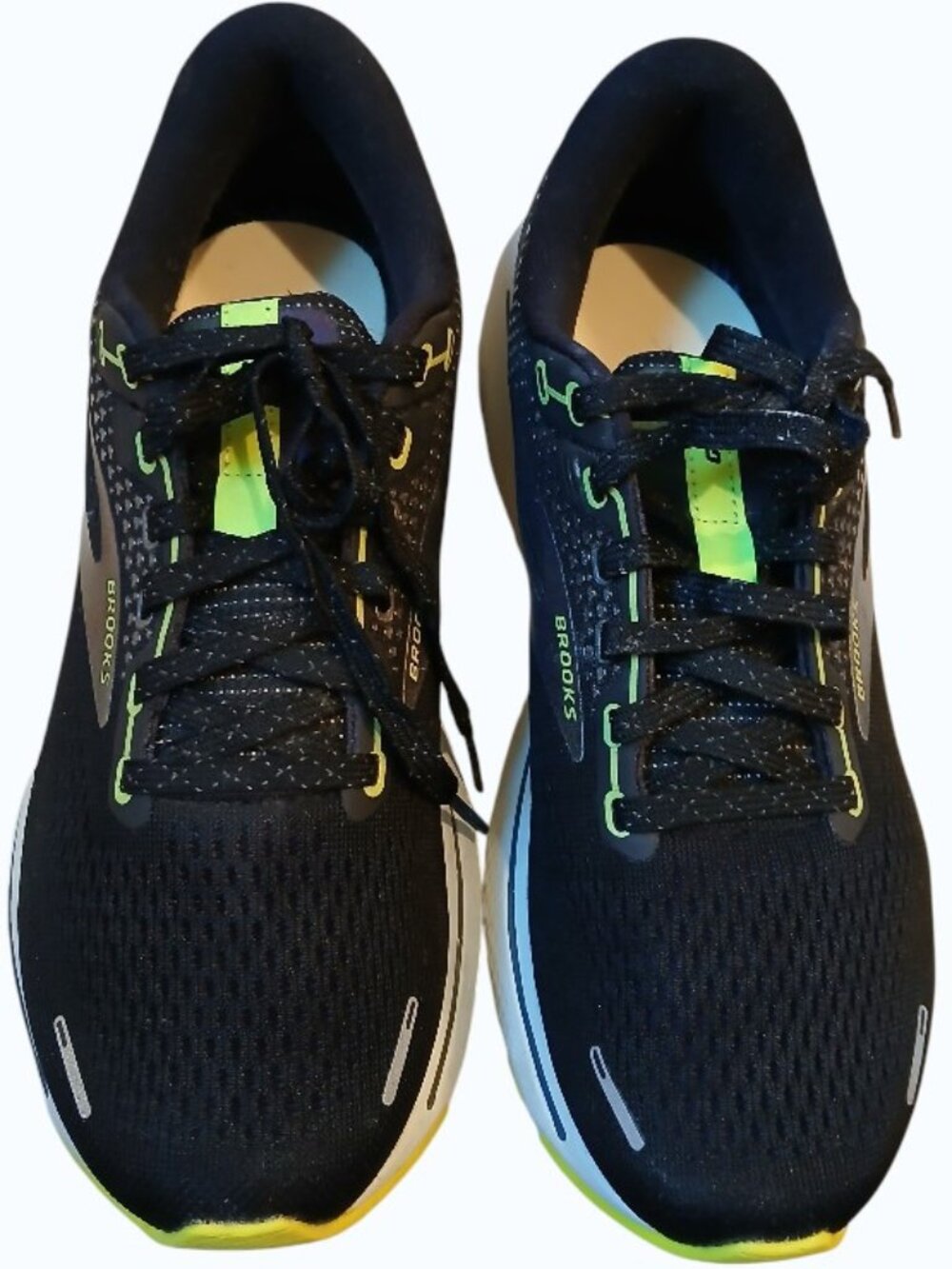 BROOKS GHOST 14 Black & Neon Yellow Running Shoes - Like New - Picture 6 of 12